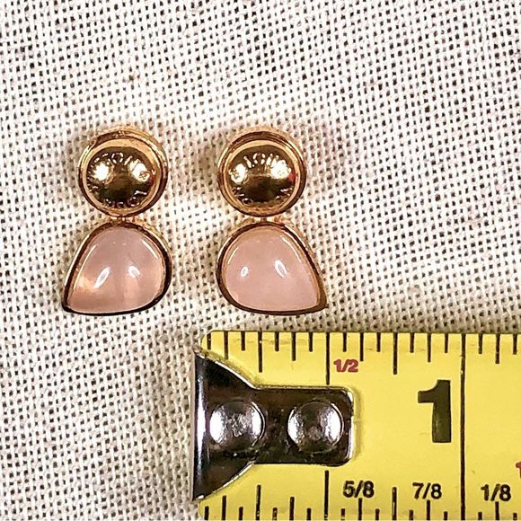 LOUIS VUITTON Stone Earrings Gold Plated Rose Quartz Pierced Earrings COA - Picture 12 of 17